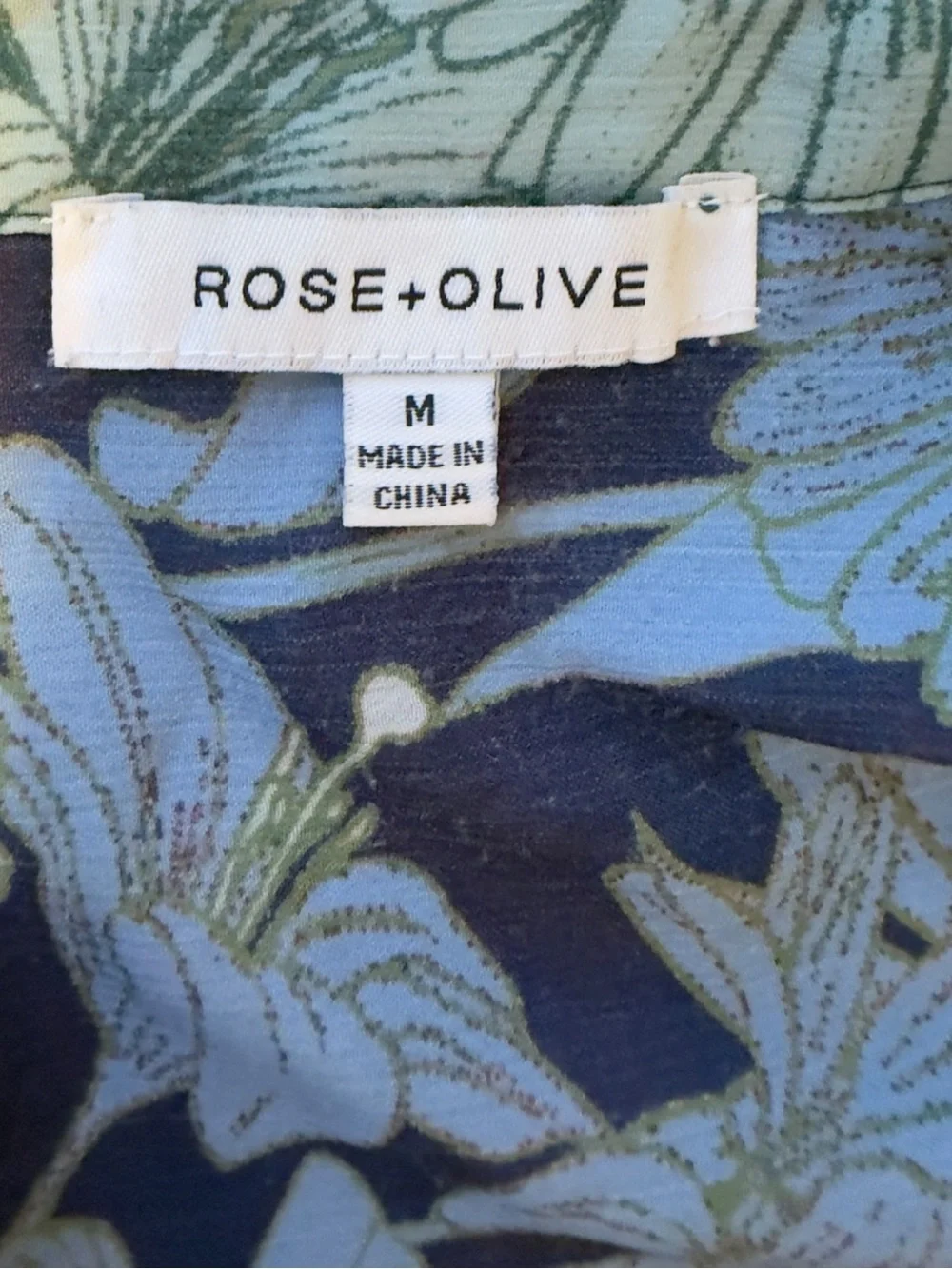 Rose + Olive Patchwork Floral Button-Down Blouse | Size M